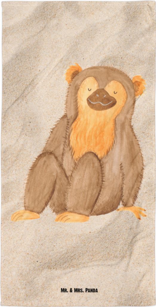 Mr. & Mrs. Panda Handtuch Affe - Sandig - Geschenk, Liebe, Strandtuch, Affen, Motivation, Badelaken, Frotteehandtuch, Selbstliebe, Großes Badehand...