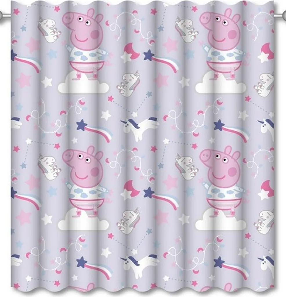 Rideaux Peppa Pig Lilas Sleepy AG2635 : Lot de 2 Panneaux 168 x 183 cm
