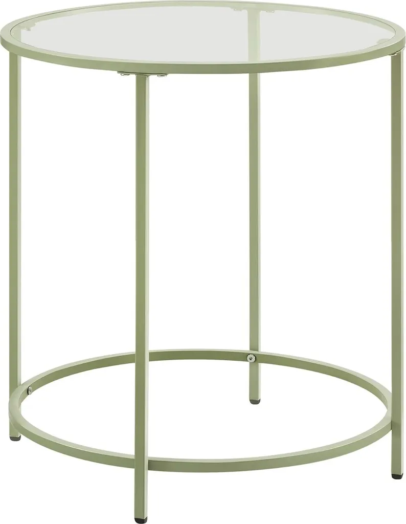 VASAGLE Tavolino Rotondo in Vetro Temperato e Metallo | Design Moderno