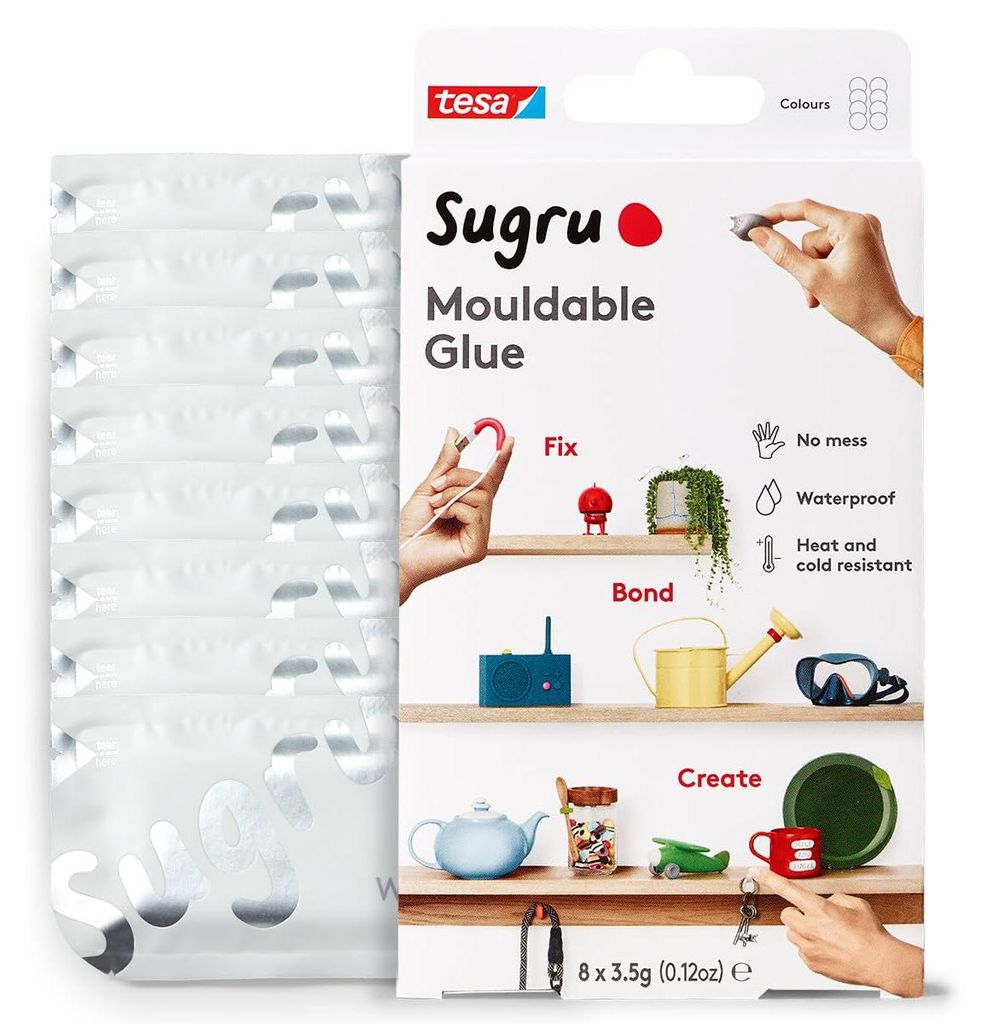 Sugru by tesa - Weiß - Formbarer Allzweckkleber, 8er-Pack, Produktbild 