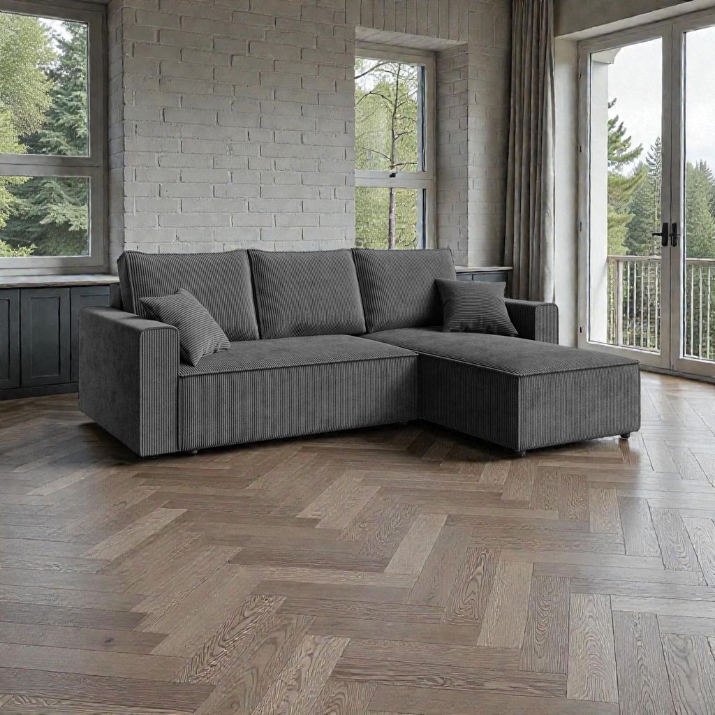 FurMeb24 ECKSOFA mit Schlaffunktion und bettkasten ALCOS L 232 cm × 143 cm × 85 cm Stoff POSO 60