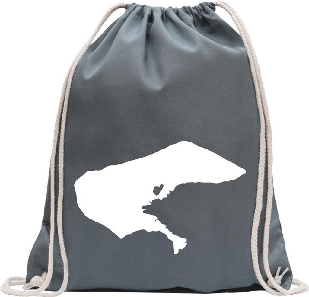 Kiwistar - Turnbeutel - stahlgrau - Borkum - Deutschland - Insel - Fun Rucksack Sport Beutel Gymsack Baumwolle mit Ziehgurt