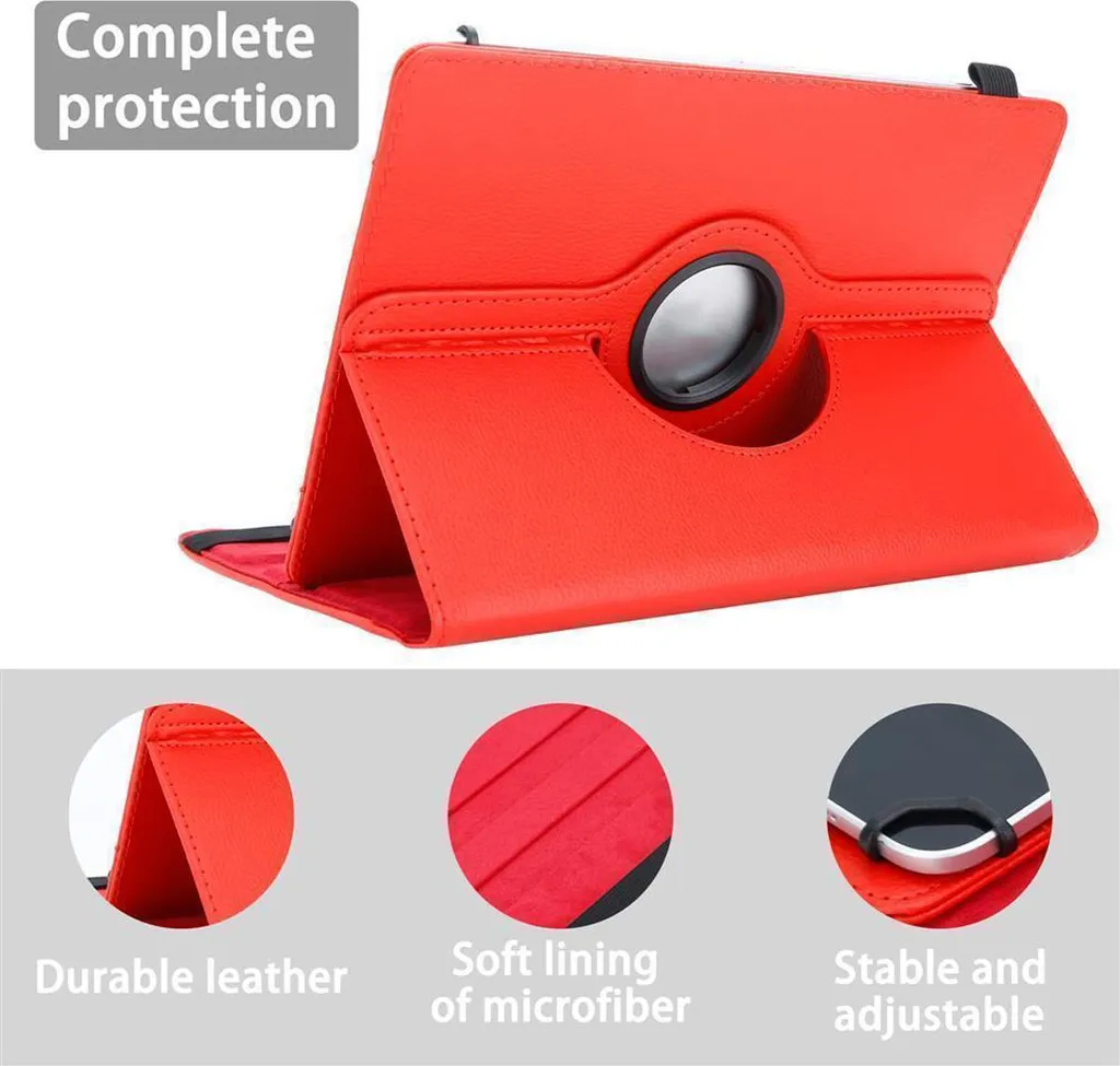 Custodia Protettiva Cadorabo per Dragon Touch V10 - 360° Rosso - 3