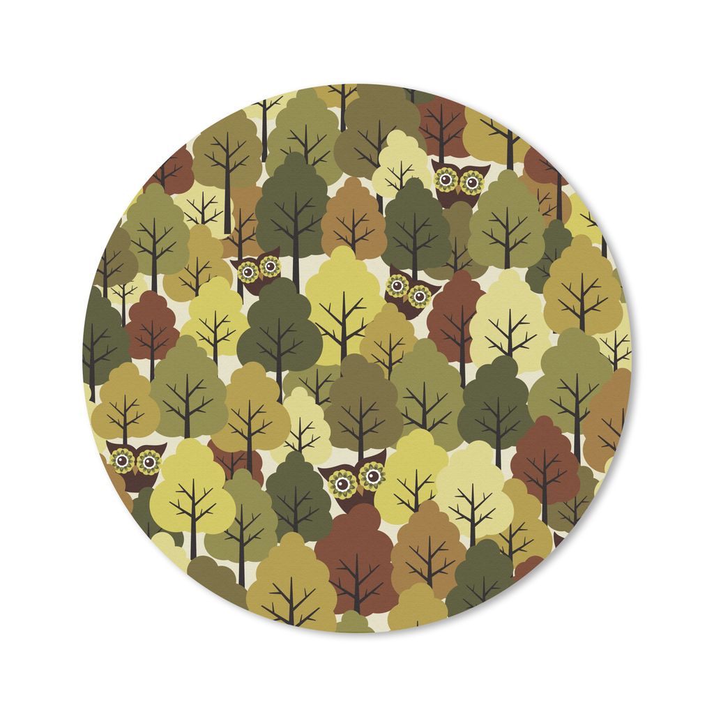 MuchoWow Mauspad Mousepad Eine Illustration eines herbstlichen Waldes mit Eulen 30x30 cm - Mousepads - Maus Mat - Pad - Mausunterlage - Tischunte...