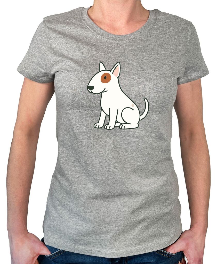 Huuraa Damen T-Shirt Bullterrier Comic Bulli XXL Sport Grey Bio Baumwolle Fairtrade Damenshirt Geschenkidee