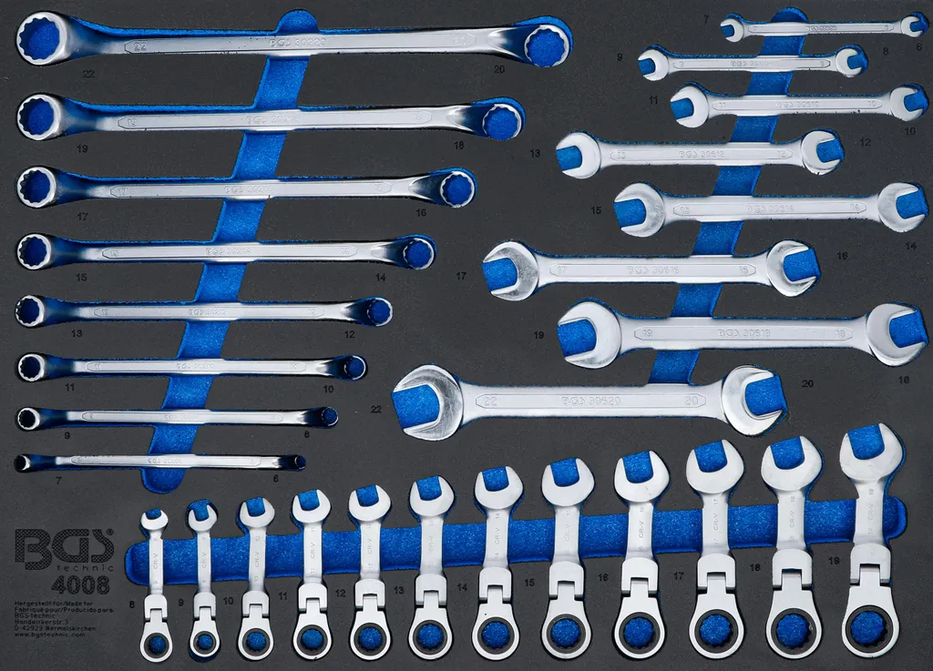 Garniture BGS 4008 en Acier Chrome Vanadium avec Clés à Cliquet 28 pcs