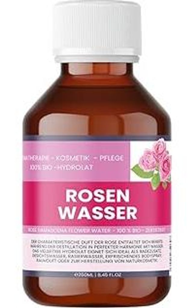 Bio-Rosenwasser 250 ml – 100% Reines Rose Damascena Hydrolat für Gesicht, Haare & DIY-Kosmetik - Organic Rose Water - Nakobe
