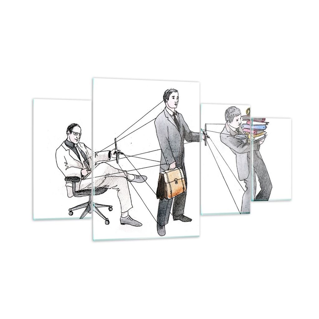 Bilder auf glas - Job Mensch mariniert Illustration - 160x90cm - Glasbilder - Wandbilder - Kunstdruck - Wanddekoration aus Glas - Glas Bilder - Wan...