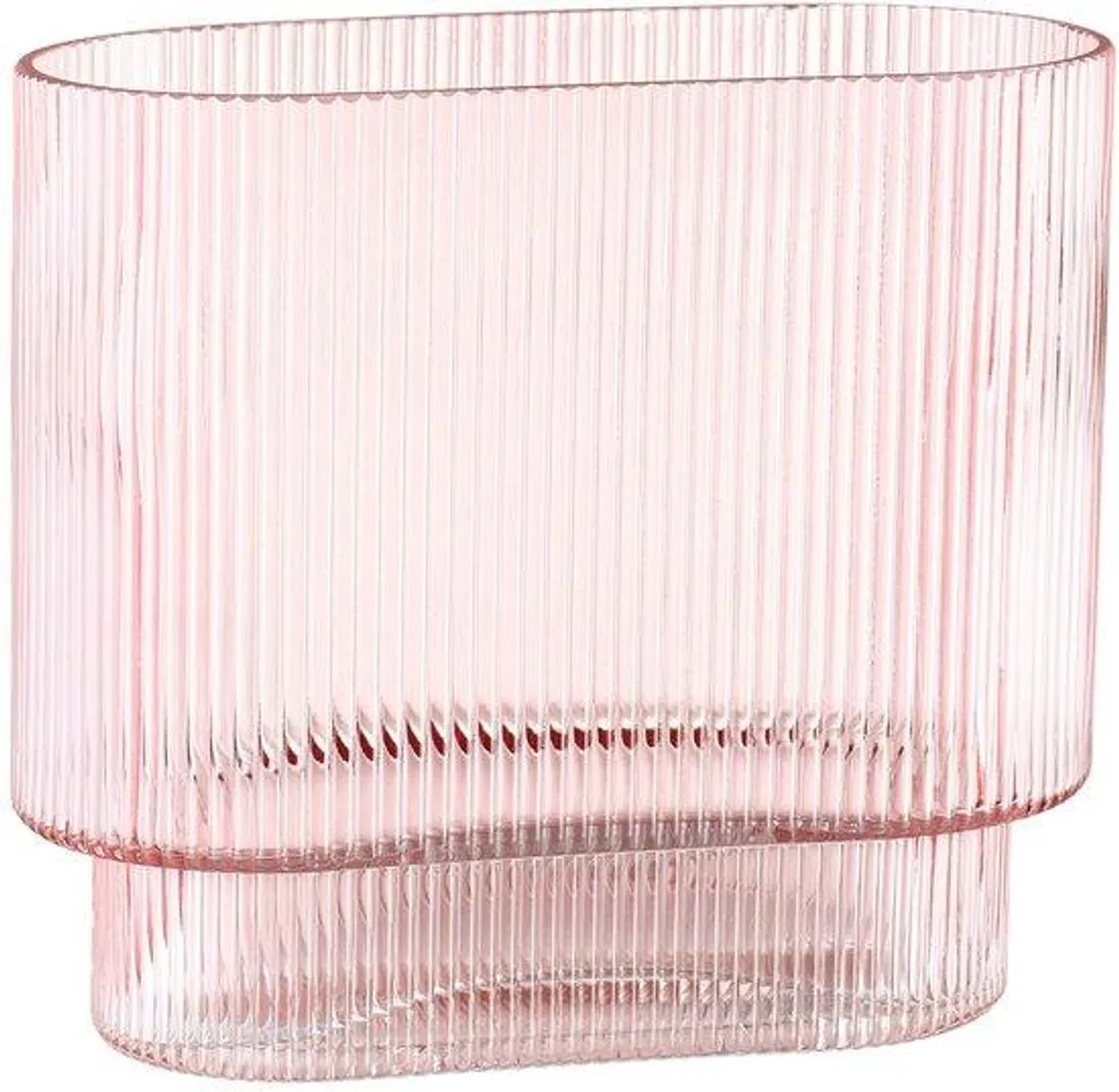 Vase en verre rose pour décoration de table moderne et bouquets 18cm