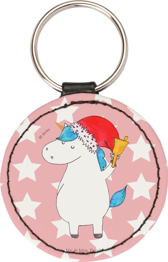 Mr. & Mrs. Panda Taschenanhänger Einhorn Weihnachtsmann - Rot Pastell - Geschenk, Schlüsselanhänger, Weihnachten, Unicorn, mini, Gin, Schokolade...