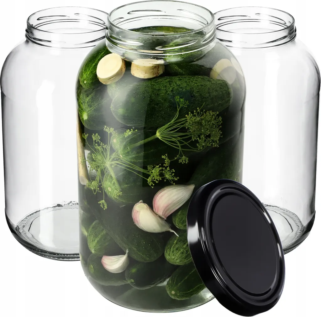 Barattoli Vetro KADAX Brest 4L con Coperchio Nero - Set 12 Pezzi