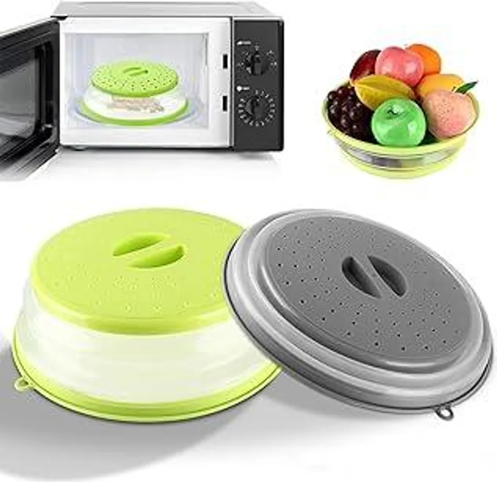 Copertura Microonde 2 Pezzi Multicolore: Coperchio e Scolatutto 21,7cm