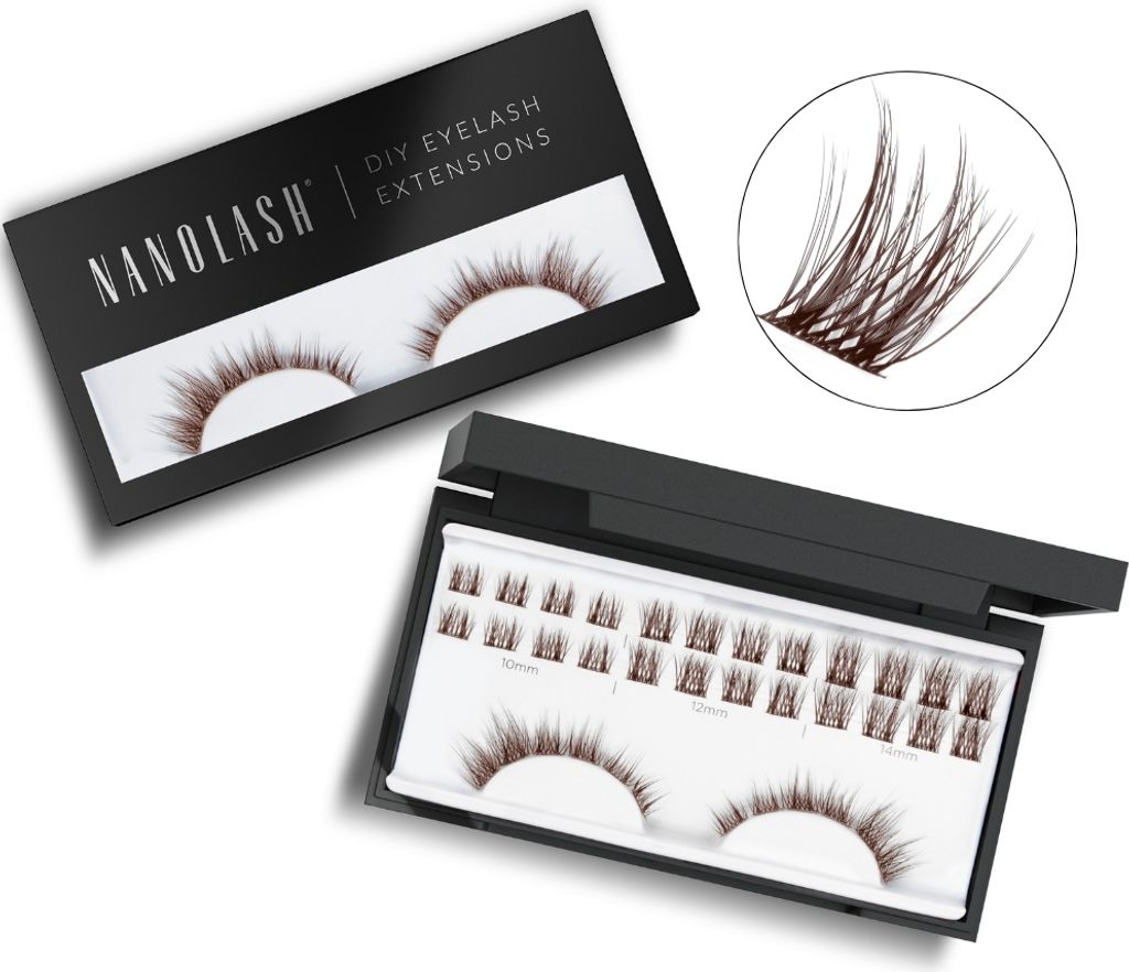 Braune cluster wimpern zur DIY Wimpernverlängerung zu Hause Nanolash DIVINE