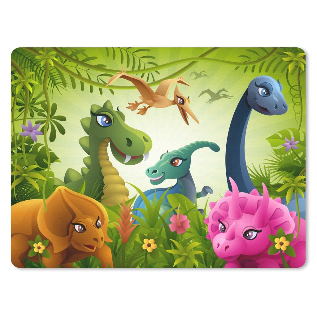 MuchoWow Mauspad Mousepad Dinosaurier - Tiere - Dschungel - Illustration - Baby - Jungen - Mädchen - Kinder 40x30 cm - Mousepads - Maus Mat - Pa...
