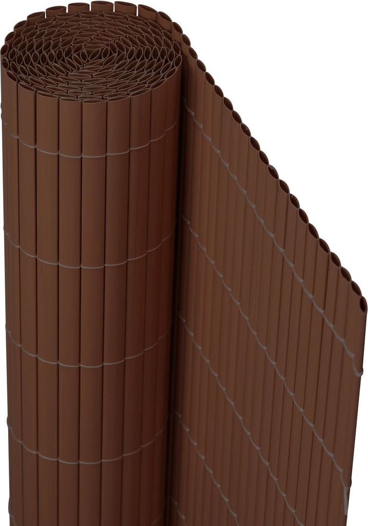 Jarolift PVC Sichtschutzmatte, 80 x 1000 cm (2-teilig), braun – UV-beständig, wetterfest Garten & Balkon Windschutz, Sichtschutzzaun Zaunblende