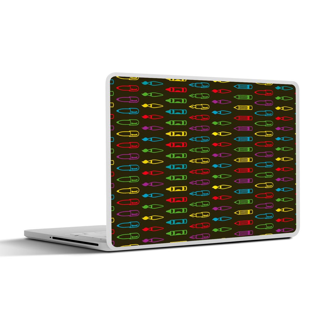 MuchoWow Laptop Aufkleber Sticker Cover Bleistifte - Muster - Bleistift - Regenbogen 30x21 cm - Sticker für Laptop - Selbstklebend