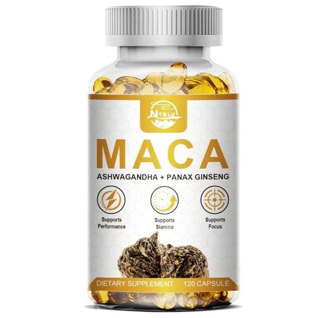 Maca Root 10000mg, Ashwagandha, Panax Ginseng (120 Kapseln) Nahrungsergänzungsmittel, Energie, Stärke, Ausdauer, Sexuelle Gesundheit, Libido, Fokus