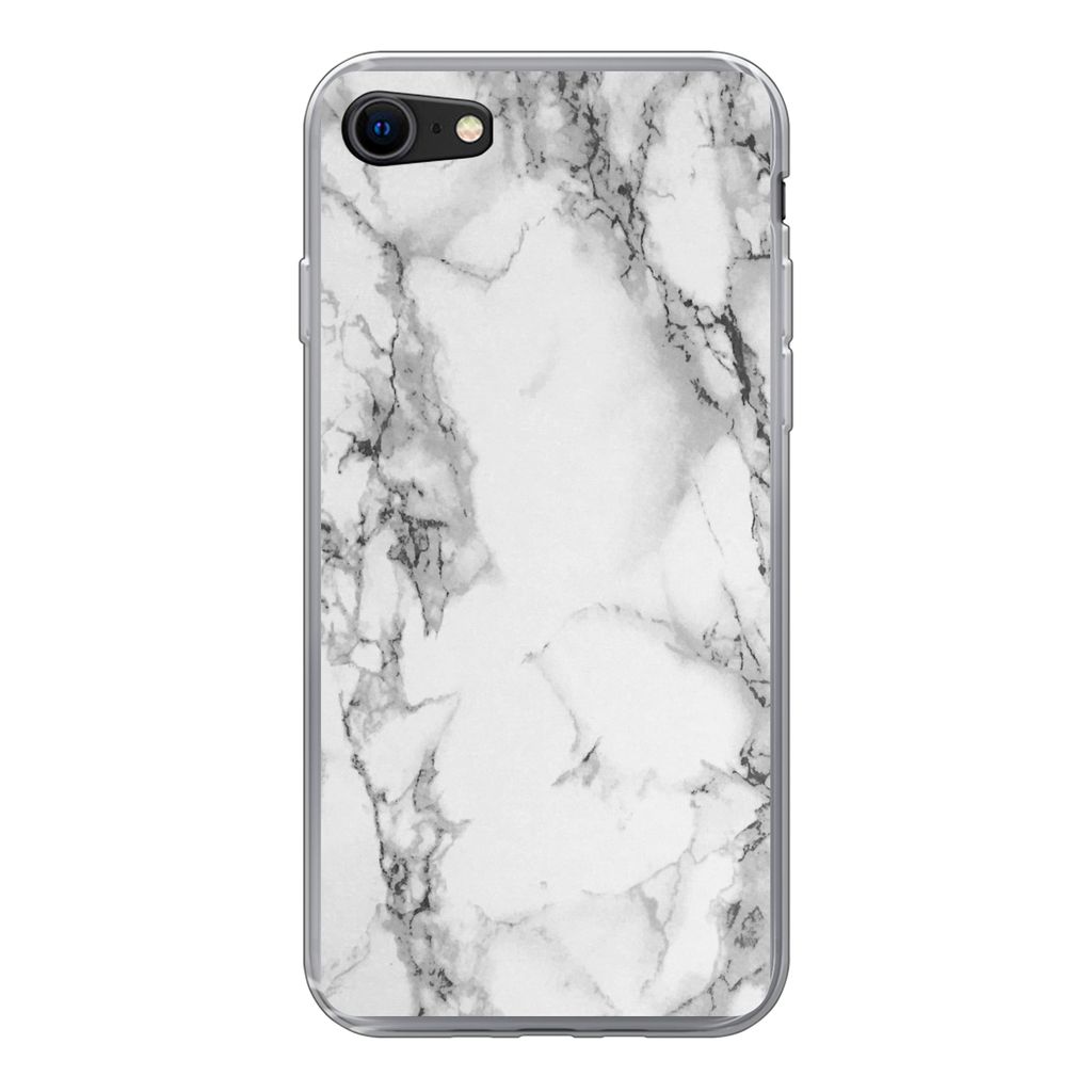 MuchoWow Handyhülle Schutzhülle Hülle für iPhone SE 2022 Marmor - Stein - Weiß - Grau - Schwarz - Marmoroptik Silikon Softcase Handy Hülle ...