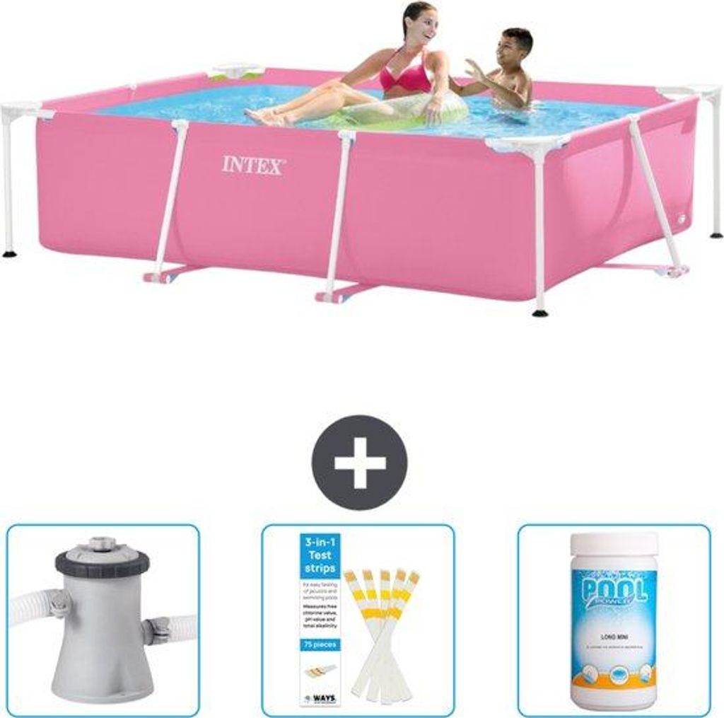 Rechteckiges Schwimmbeckenrahmen - 220 x 150 x 60 cm - Rosa Produktbild 