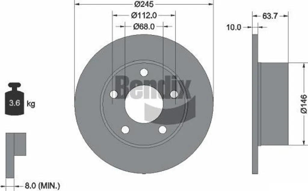 Disque de frein avant haute performance Bendix pour VW Passat et Superb