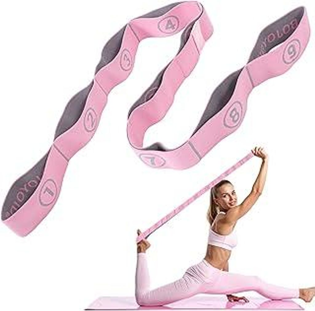 Yoga Stretching Strap, Yoga Band mit 9 Schleifen 110cm Yogagurt Stretch Gurt Fitness Stretchband Joga Zubehör Hochelastischer Gymnastikband für P...
