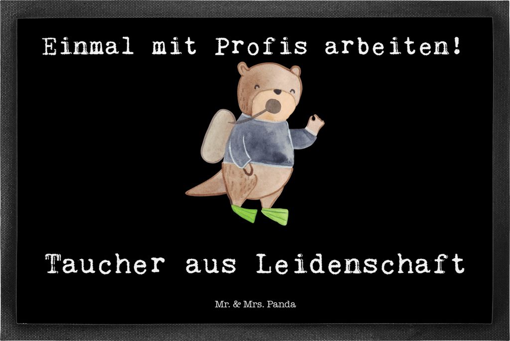 Mr. & Mrs. Panda Schmutzmatte Taucher Leidenschaft 50 x 75 cm - Schwarz - Geschenk, Fußabtreter, Schmutzfangmatte, Türmatte, Bodenvorleger, Gummi...