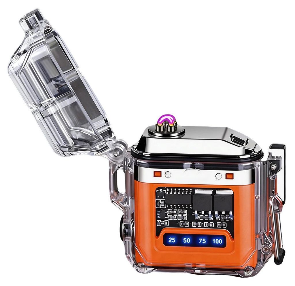 Elektrisches Feuerzeug Dual Arc, Winddicht Wasserdicht Wiederaufladbar mit LED Anzeige, USB Feuerzeug für Outdoor Camping