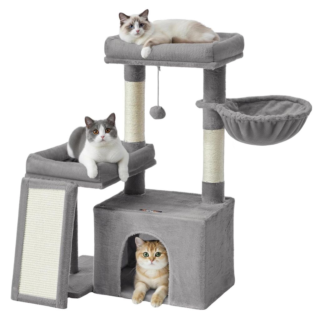 Katzenkratzbaum - Kratzbaum - 4 Ebenen - Höhle - Rampe - Produktbild 