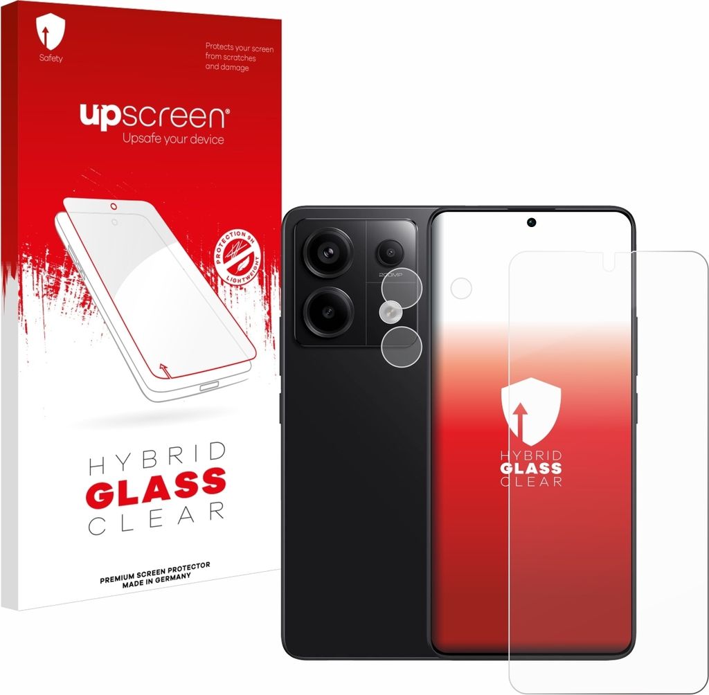 A product shot showing the packaging for a screen protector and the screen protector itself, along with a smartphone.