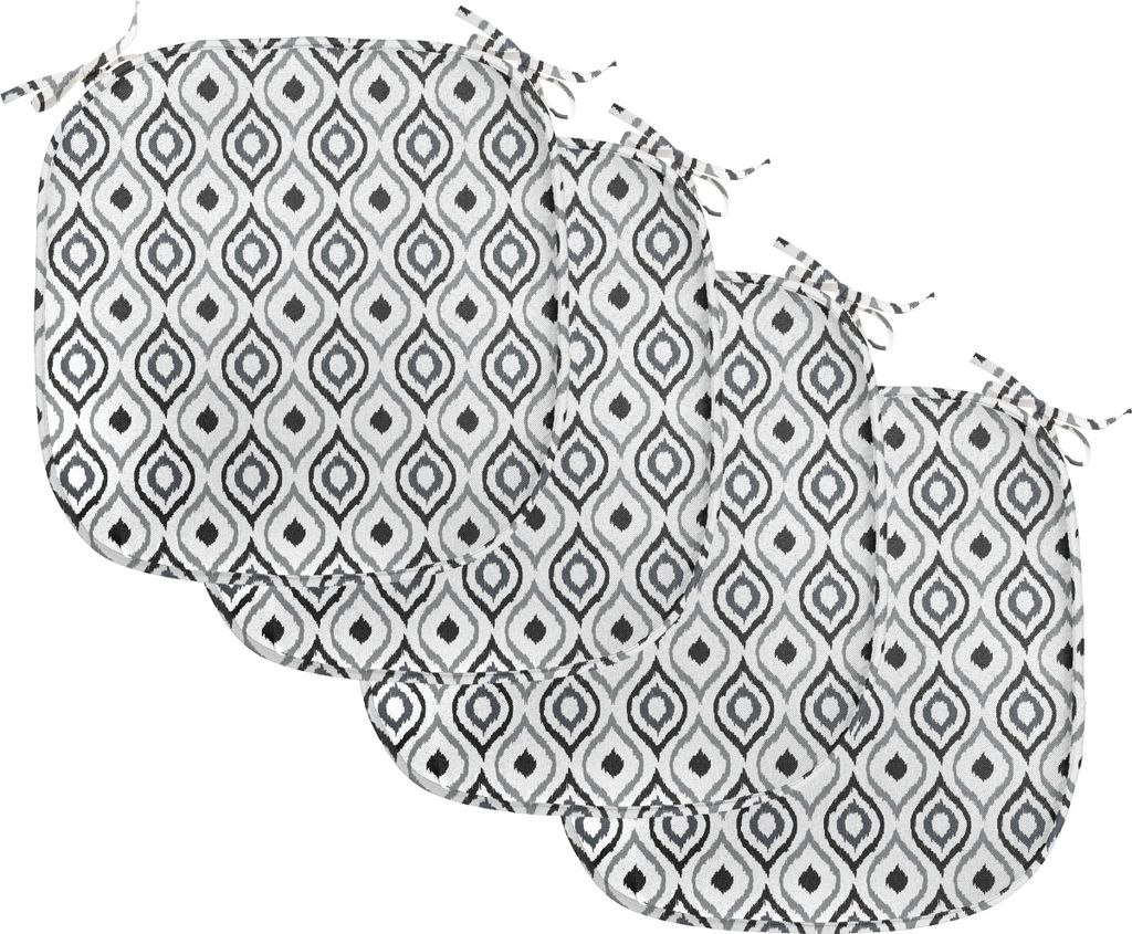 ABAKUHAUS Pfau Polster für Esszimmerstühle, Vogelfedern, Dekoratives wasserfestes Kissen mit Riemen für Küchensitze, 40 cm x 40 cm-4er Pack, He...