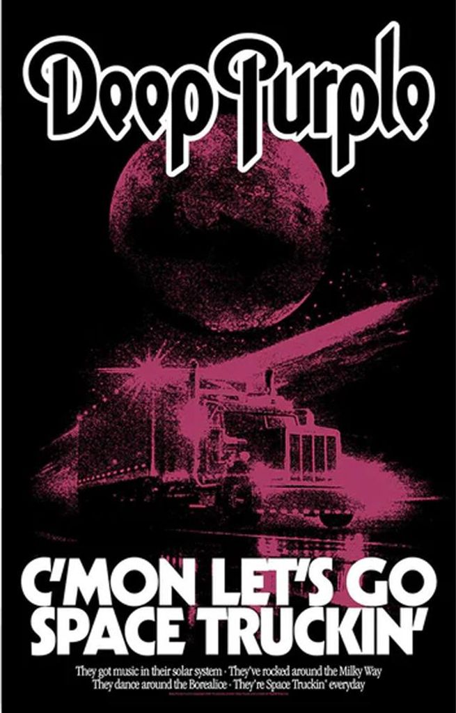 Deep Purple - "Space Truckin" Poster, Stoff RO14954 (Einheitsgröße) (Schwarz/Violett/Weiß)