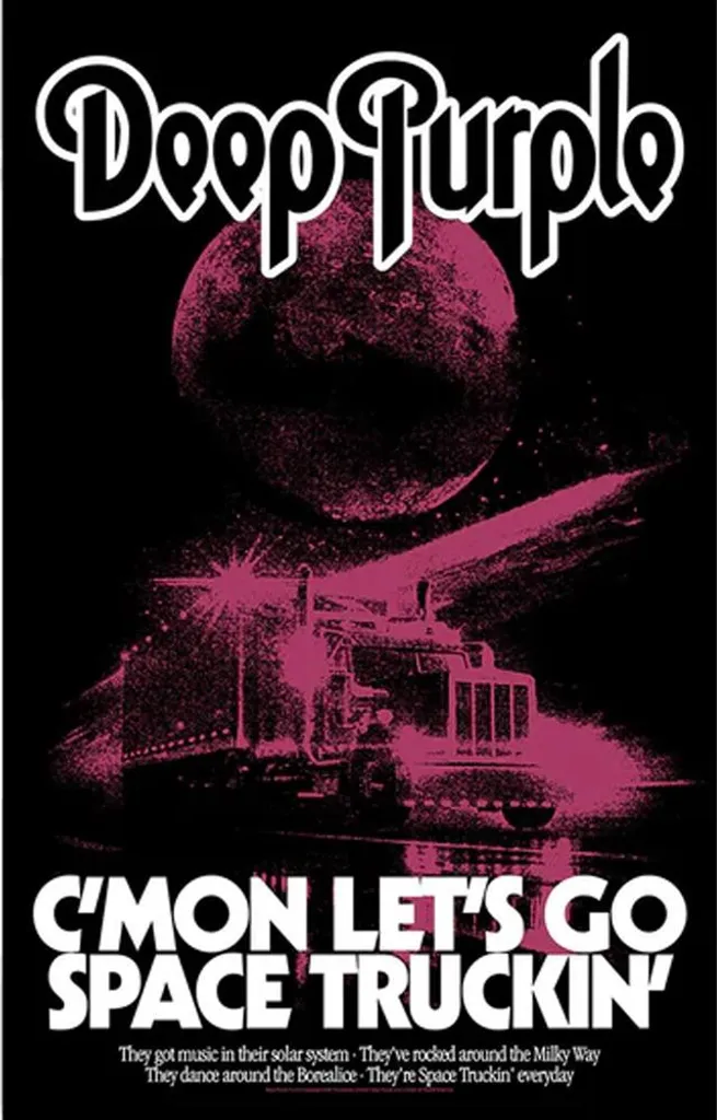 Deep Purple Space Truckin Poster en Tissu RO14954 - Noir/Violet/Blanc