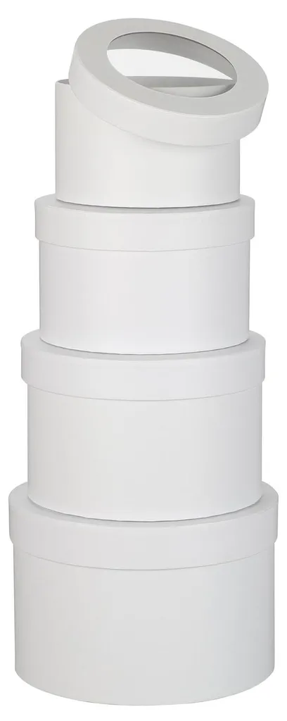 Lot de 4 boîtes de rangement rondes avec couvercle en carton robuste