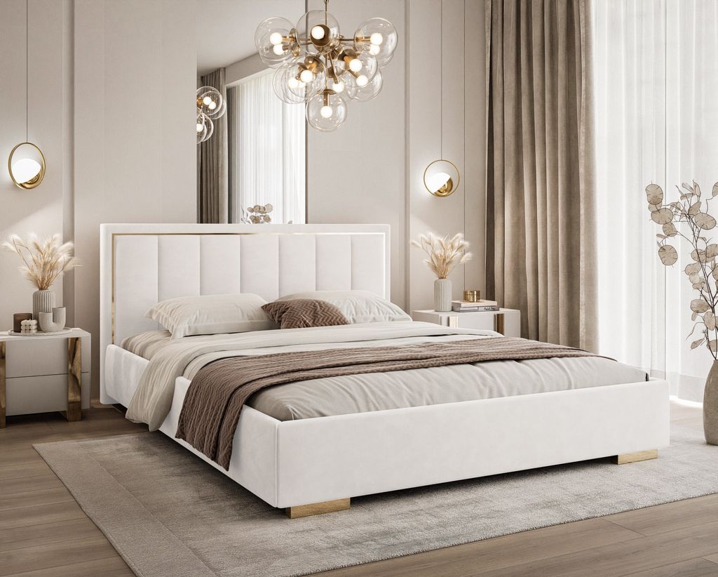Polsterbett AURELIA mit Bettkasten und Metallgestell 180x200 – Jasmine 20