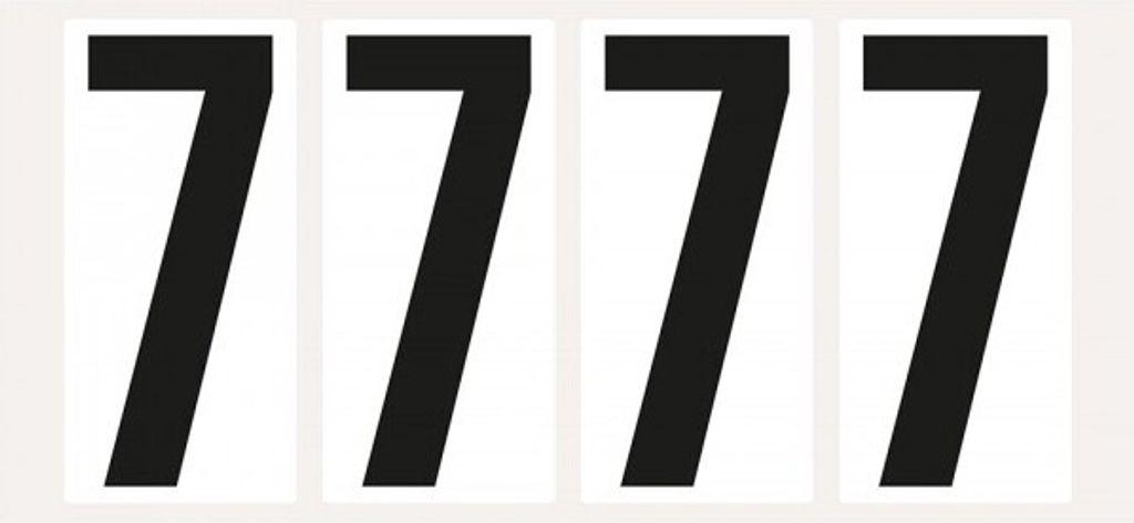 Dreifke Aufkleber I Ziffer 7, weiß/schwarz, Folie, Schrifthöhe 95mm, 47x98mm...