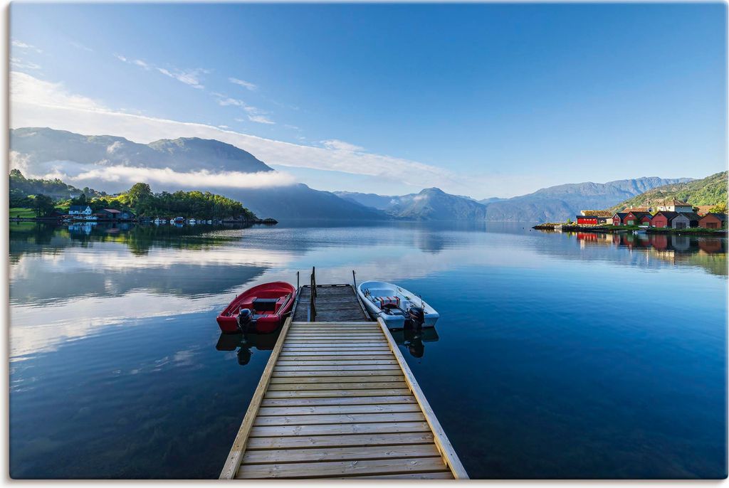 ARTland Leinwandbild Blick über den Åkrafjord in Norwegen Größe: 90x60 cm