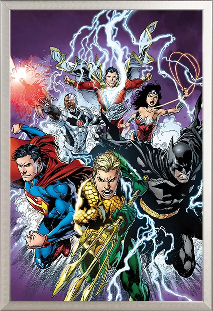 Justice League Poster con Cornice Shinsuke Maxi Alluminio Argento