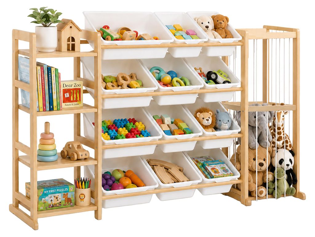 Regał dla dzieci Relaxdays, 12 pudełek, 4 półki, regał na Zdjęcie produktu 
