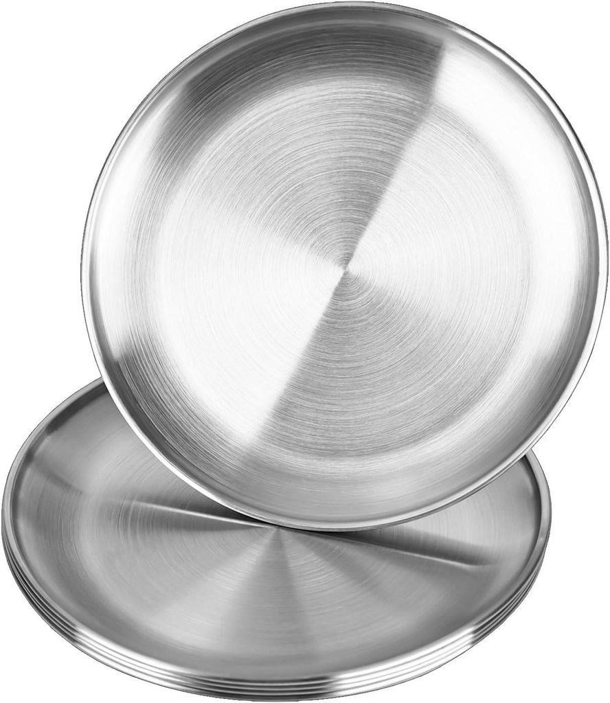 RVS-borden - Set van 5 - Ø 20 cm - Roestvrije RVS-borden Productafbeelding 
