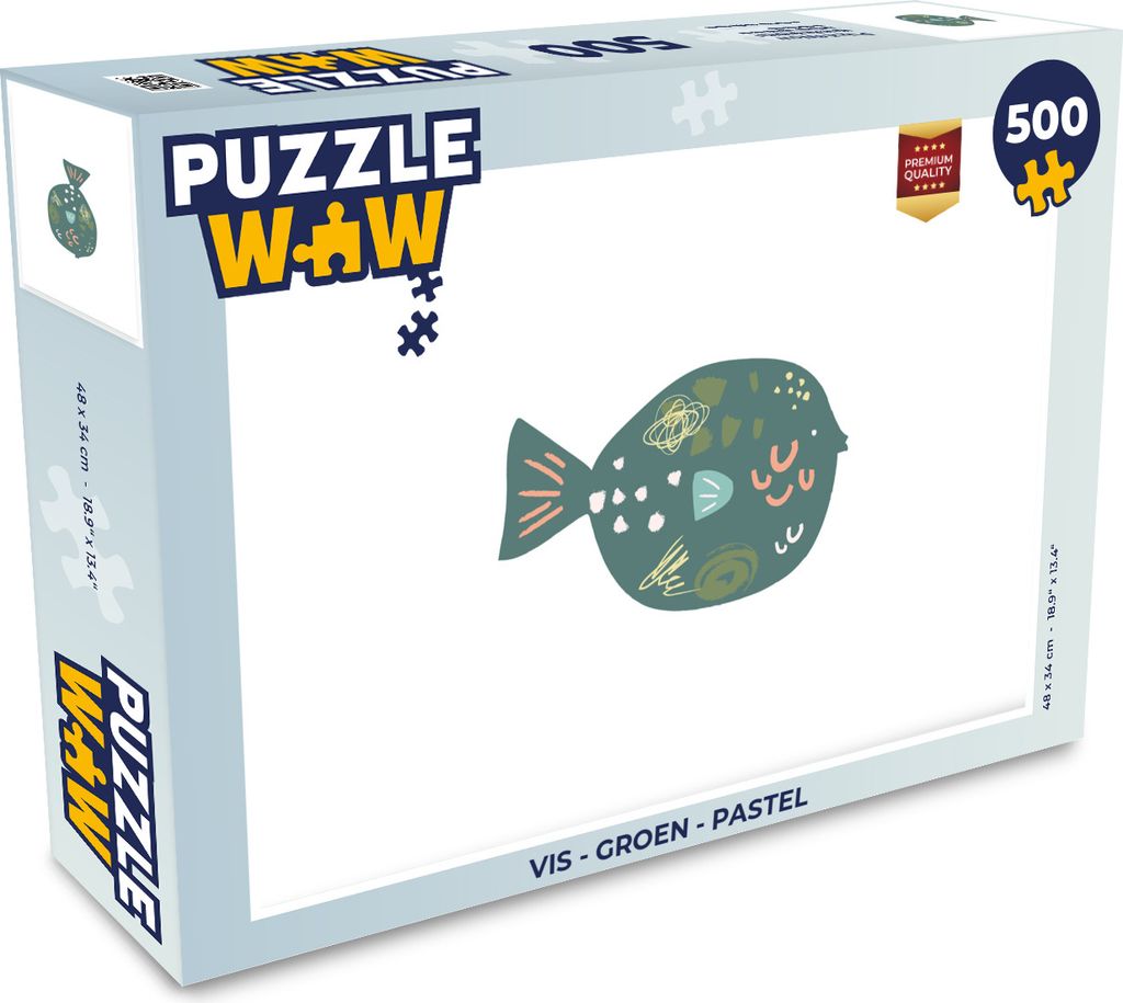 MuchoWow Puzzle 500 Teile Fisch - Grün - Pastell - 500 Teile - Kinder - Selberbauen - Puzzlespiele