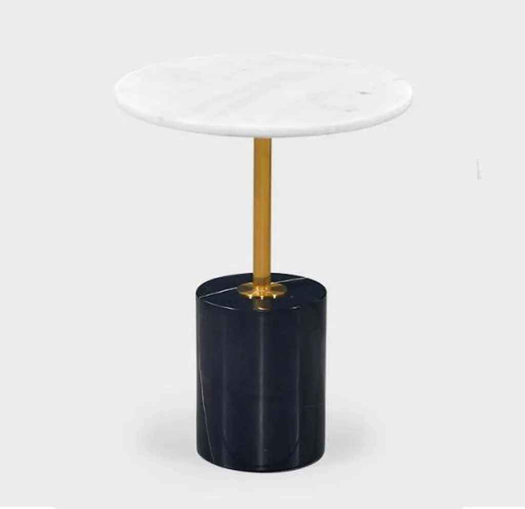 Bout de canapé rond noir de luxe avec étagère de rangement pratique