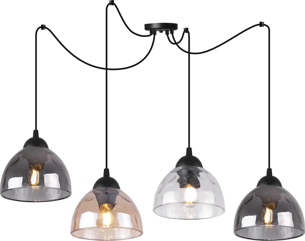 Lampada a Sospensione Spider Venice 4 Luci E27 | Design Vetro Misto