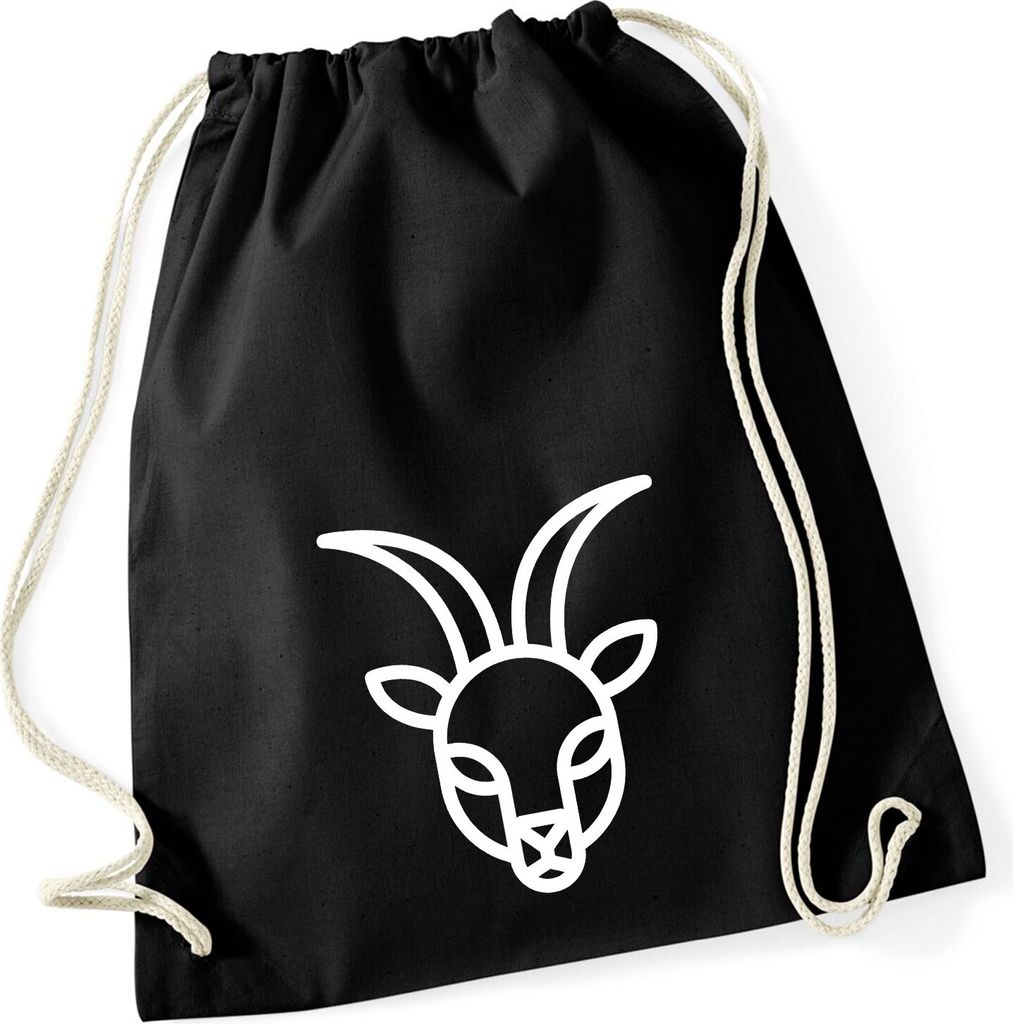 Huuraa Turnbeutel Steinbock Sternzeichen Symbol 12 Liter Black Baumwolle Rucksack Geschenkidee