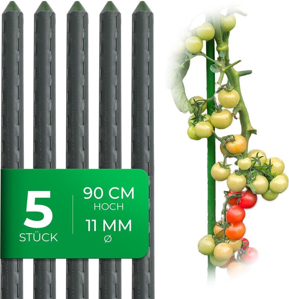 Novatool 5 Pflanzstäbe 90 cm grün 11 mm Durchmesser Produktbild 