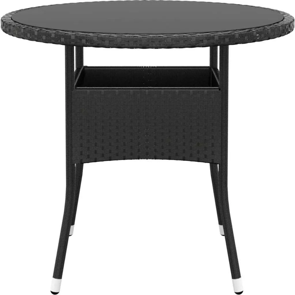 VidaXL Tavolo da Giardino 80x75 cm Vetro Temperato e Rattan Nero