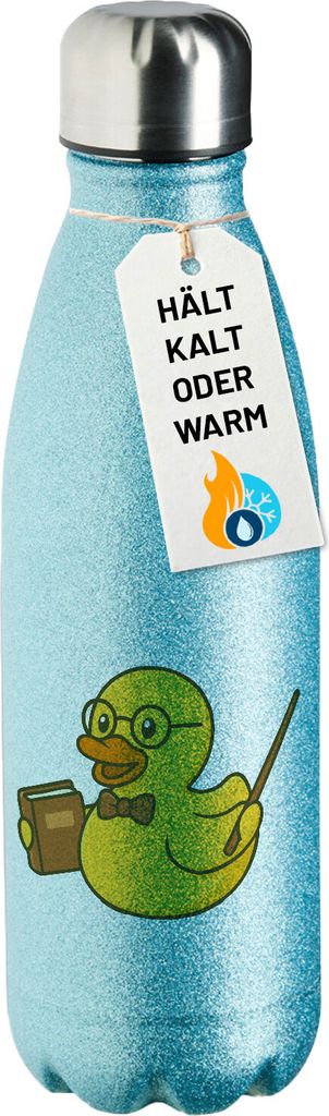Huuraa Trinkflasche Quietscheente Lehrer Comic Gummiente 500ml Blue Edelstahl Wasserflasche Trinkflasche Geschenkidee
