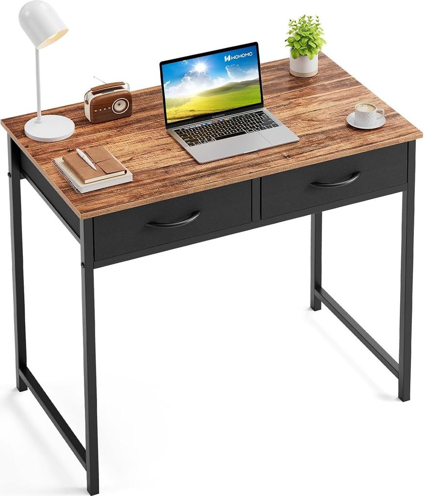 Kleiner Computertisch mit Schubladen - modern und rustikal - 90 cm