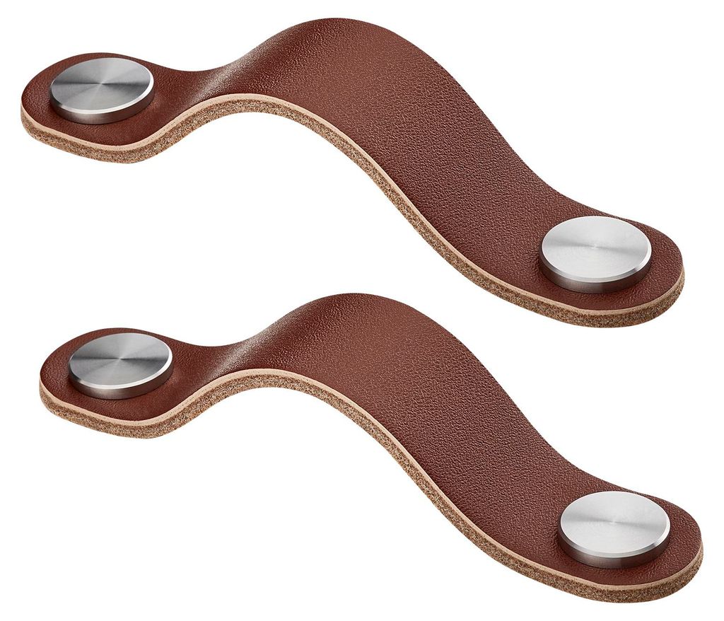 SOTECH Ledergriff OSTERNAS Schrankgriff – Bohrabstand 96 mm, Edelstahl / Dunkelbraun (2 Stück)