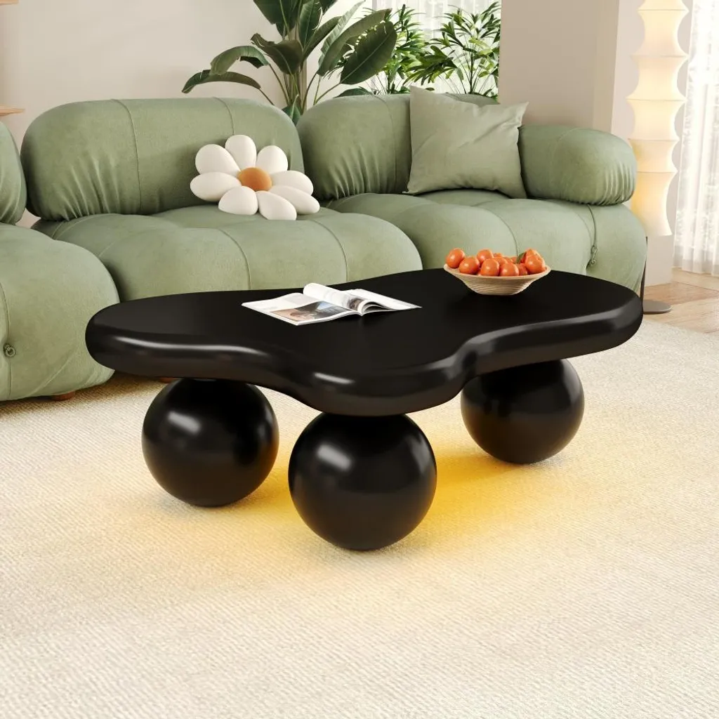 Table basse forme nuage avec éclairage LED multicolore noire - 5