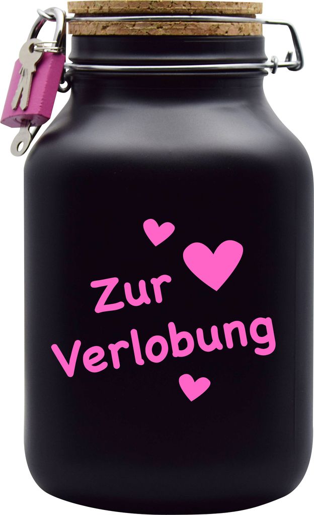 Spardose Geld Geschenk Ideen Zur Verlobung Design2 Schwarz Größe XXL 3 Liter